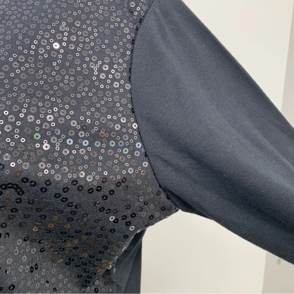 Quacker‎ Factory Top Shirt Woman 2X  Black Sequin Knit Faux Twin Long Sleeve - Picture 3 of 10